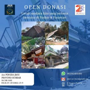 JMSI Galang Donasi Untuk Para Korban Gempa di Pasaman Barat