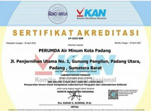 Perumda Air Minum Kota Padang Raih Sertifikat Akreditasi Laboratorium Penguji dari Komite Akreditasi Nasional
