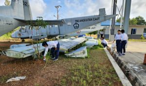 Lanudal Tanjung pinang Laksanakan Olahraga Bersama dan Kerja Bakti di Shelter CN-235