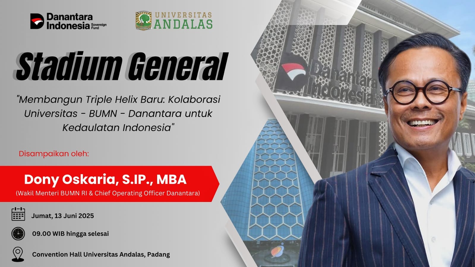Besok Kuliah Umum Bersama Dony Oskaria di Universitas Andalas: Bangun Ekosistim Digital dan Transformasi Teknologi