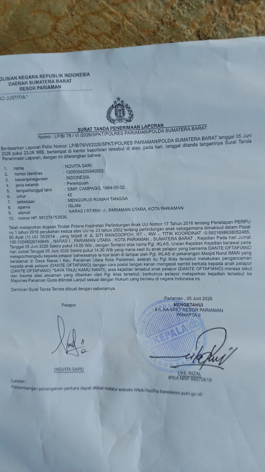 Diduga Lakukan Kekerasan terhadap Anak di Area Masjid, Pria di Pariaman Dilaporkan ke Polisi