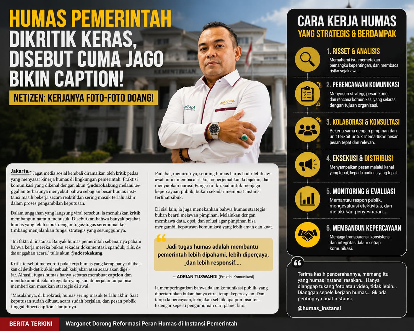 Humas Pemerintah Dikritik Keras, Disebut Cuma Jago Bikin Caption! Netizen: Kerjanya Foto-foto Doang!