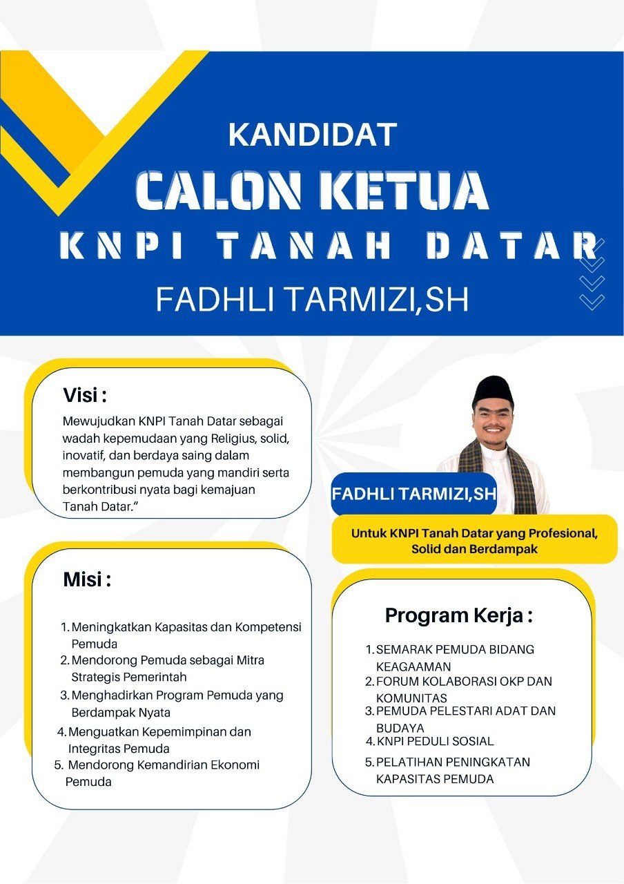 Fadhli Tarmizi, SH Paparkan Visi-Misi sebagai Calon Ketua KNPI Tanah Datar: Profesional, Solid dan Berdampak
