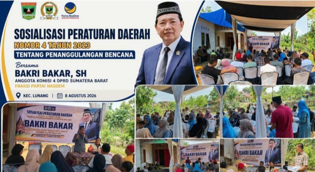 Bakri Bakar Sosialisasikan Perda Penanggulangan Bencana, Ajak Masyarakat Lunang Tingkatkan Kesiapsiagaan