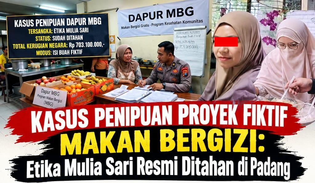 Kasus Penipuan Proyek Fiktif MBG, Terduga Mulia Sari Resmi Ditahan di Padang