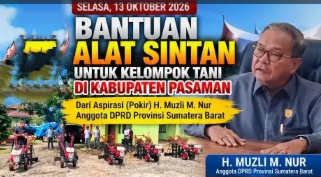 Perjuangkan Aspirasi Masyarakat,H. Muzli M. Nur Salurkan Bantuan Alat Pertanian  di Pasaman